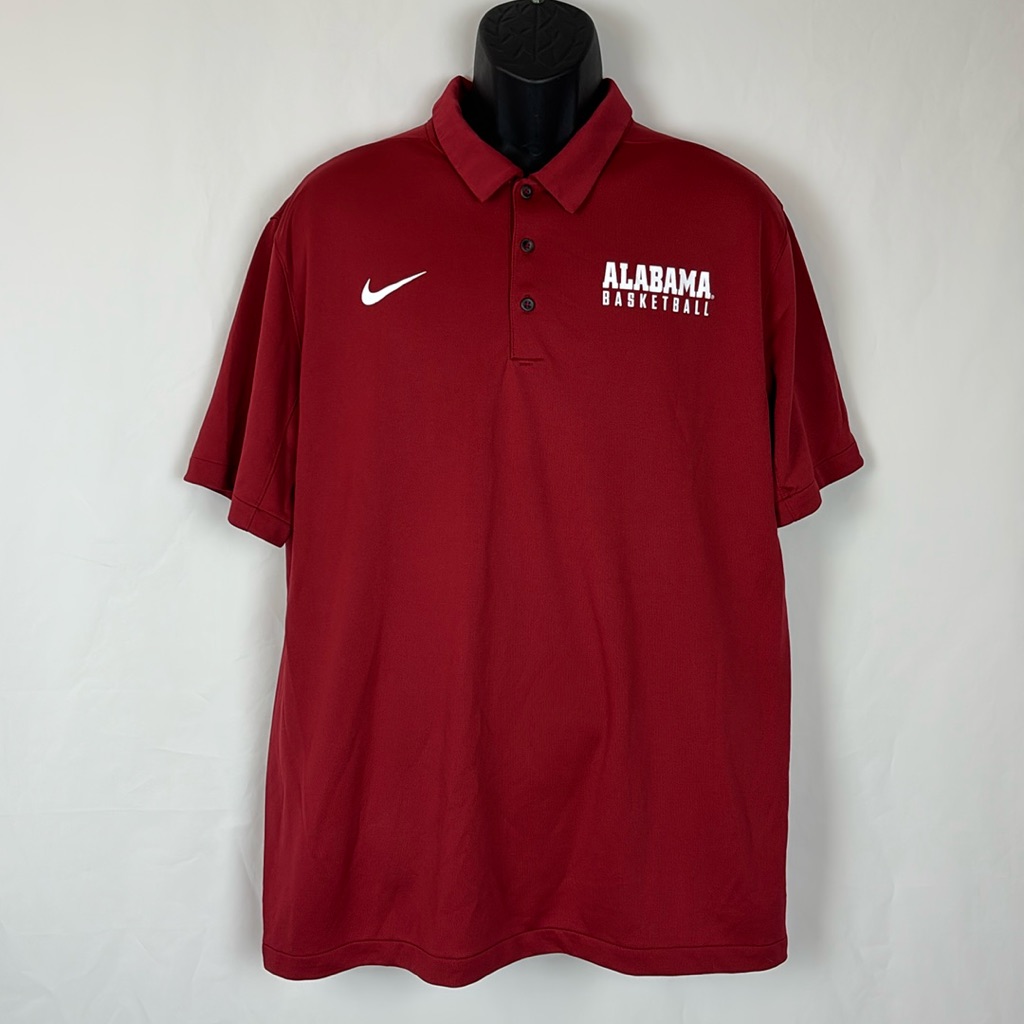 Roll Tide Alabama Basketball Nike DriFit Polo Mens Size Xlarge Crimson Tide